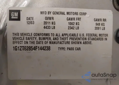 2004 Chevrolet Malibu Maxx Ls z USA, uszkodzony, nr VIN 1G1ZT62854F144238